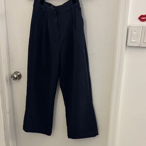 Abercrombie & Fitch Navy High-Rise Wide Leg Pants